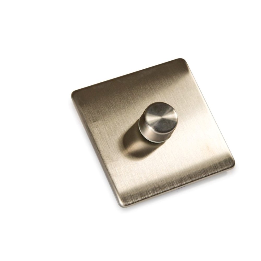 FYM 500W 1 Gang 2 Way Push On/Off Dimmer Switch (3 x 3 inches) Brushed Steel