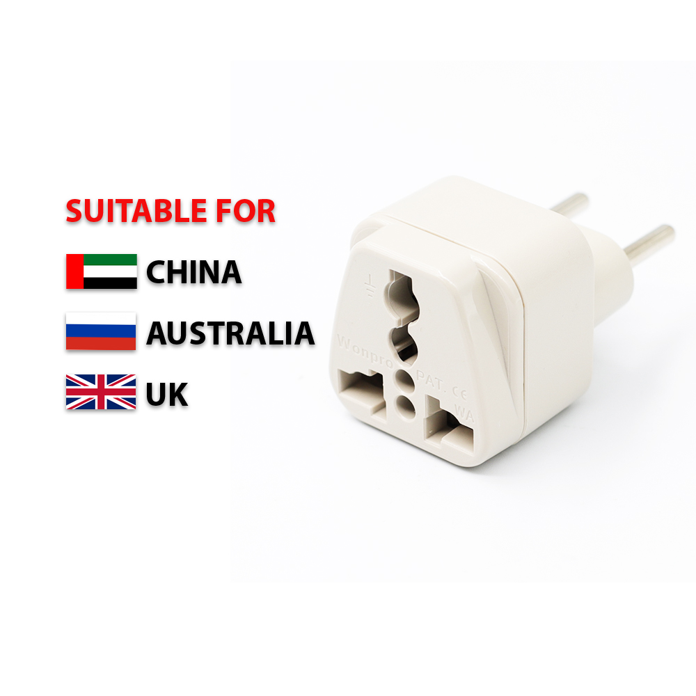 Wonpro Universal Travel Adapter, Rated 10A 250V Compact Size Travel Adapter